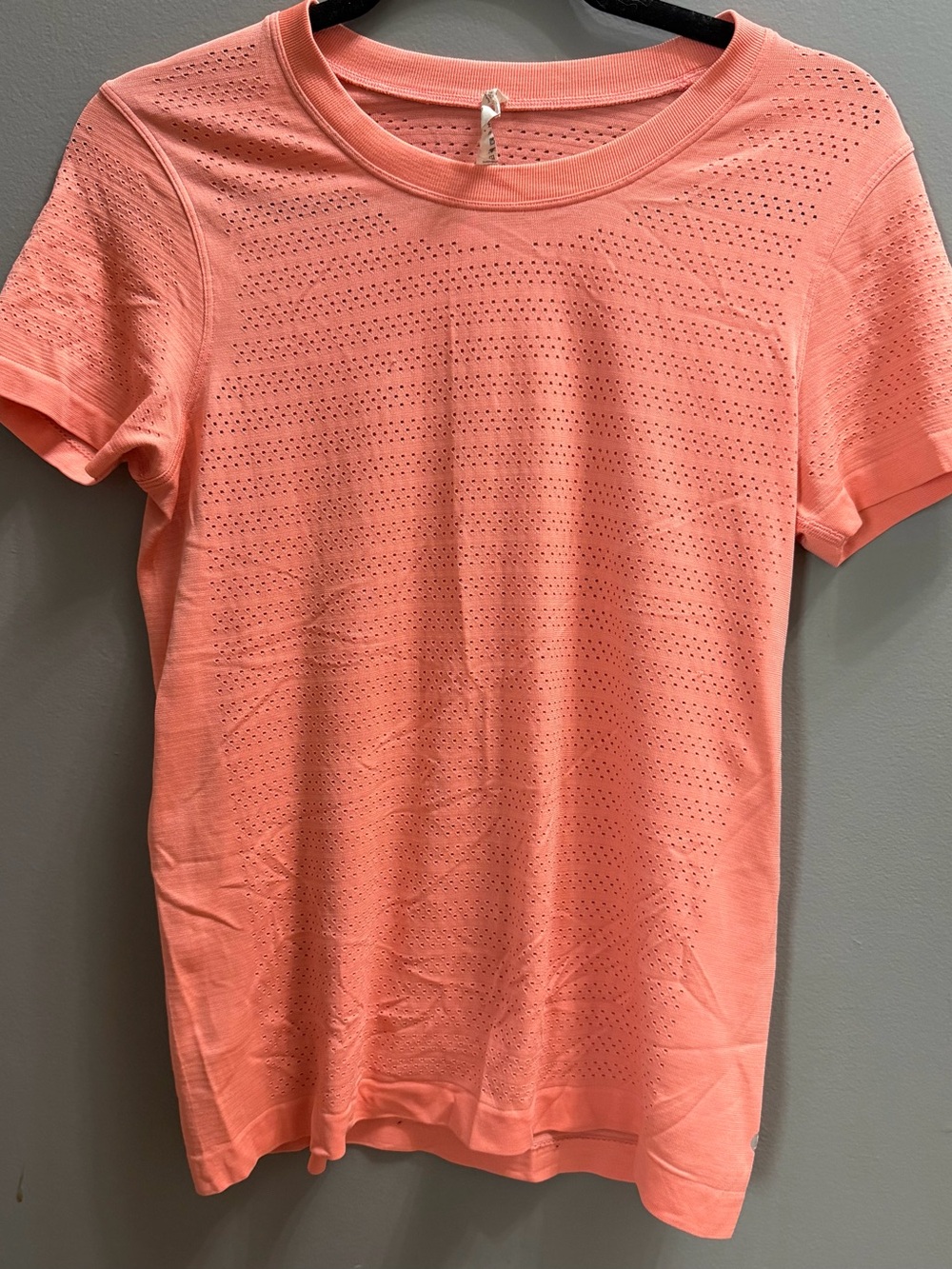 lululemon athletica Coral Peach Short-Sleeve Perforated Tee